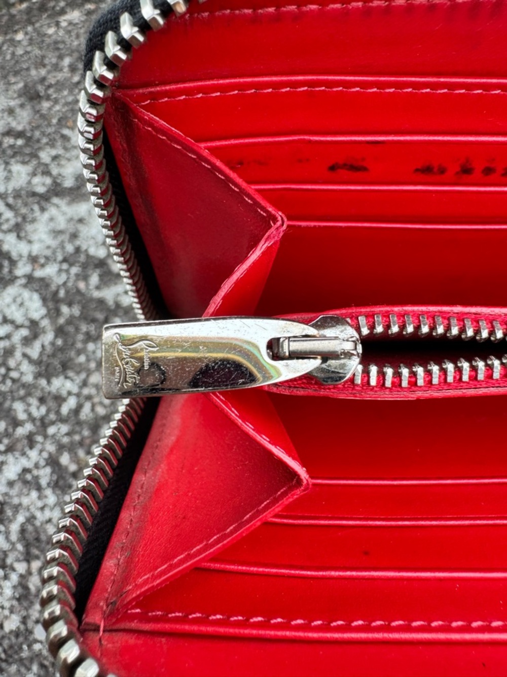 Christian Louboutin Studded Zip Around Wallet Multicolor Spikes Red Interior - Picture 11 of 13